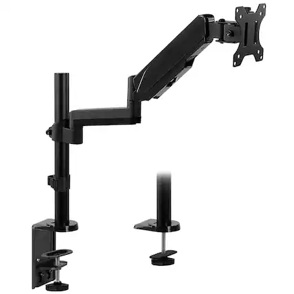 Front. Mount-It! - Single Monitor Desk Mount with Pole – Height Adjustable Monitor Stand for 13"-32" Screens - Black.