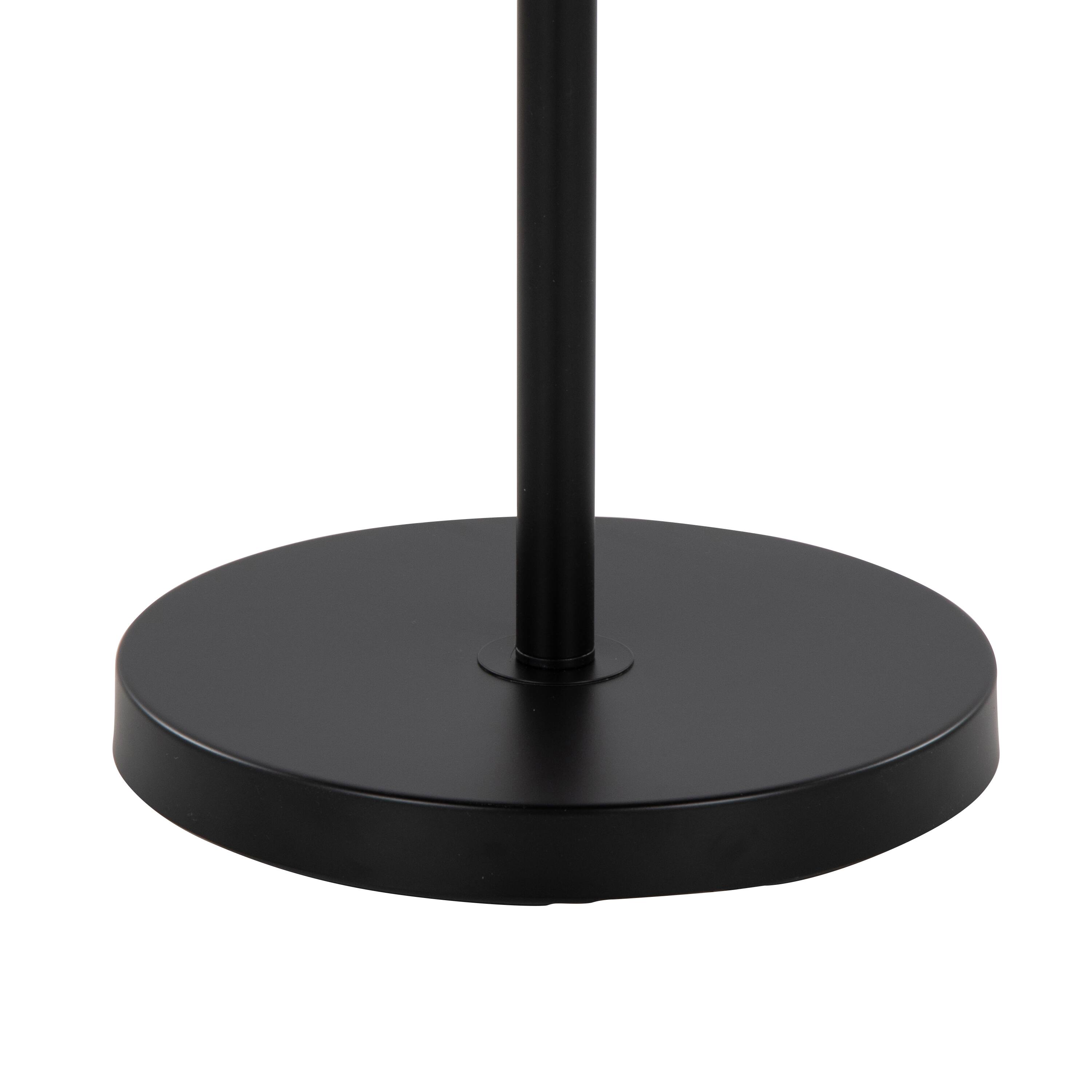 Back. Loheer - Loheer Contemporary Metal Floor Lamp Black Base Beige Linen Shade Living Room Reading Sixty Inch - Black.