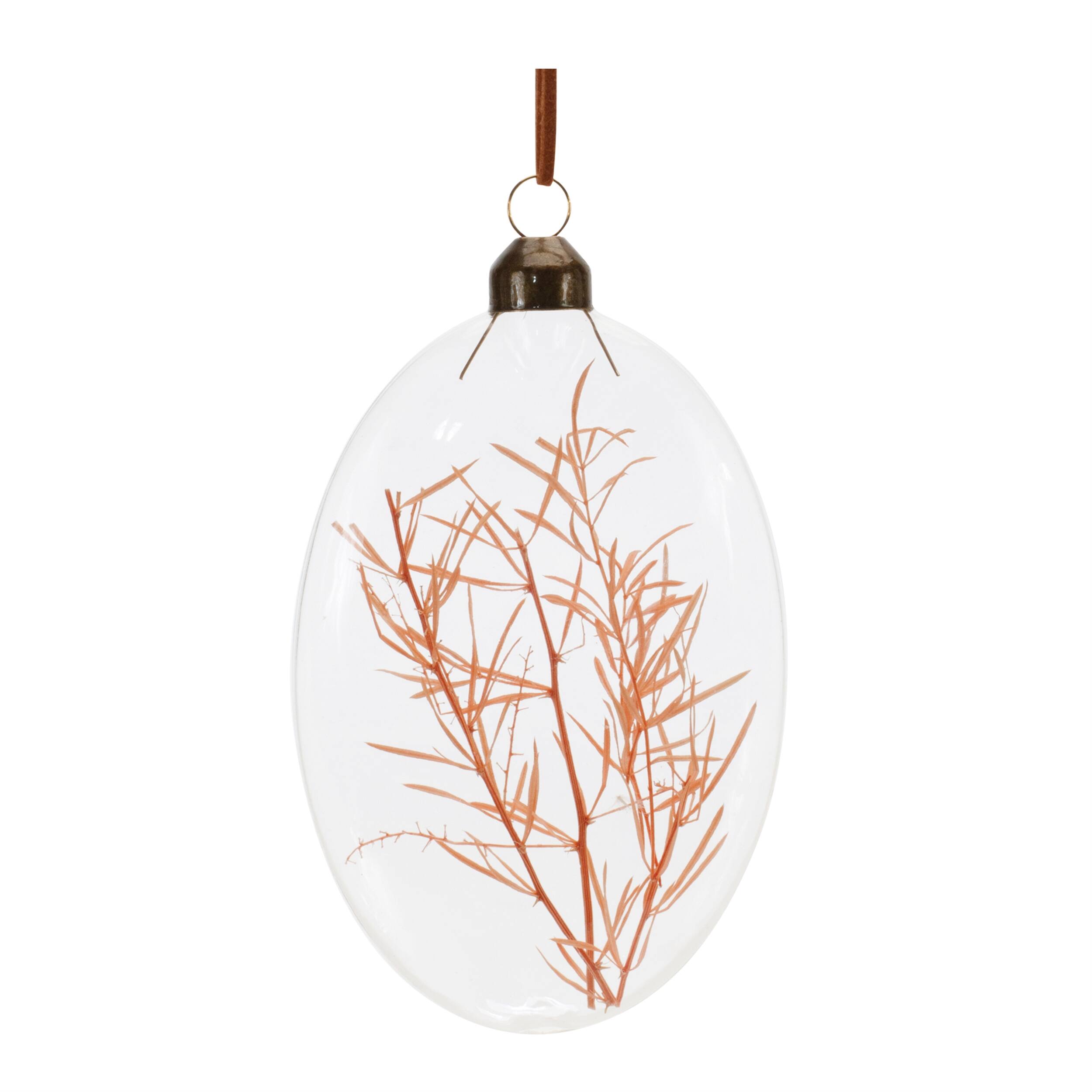Alt View 2. BreeBe - Burgandy Dried Floral Glass Ornament (Set of 12) - Brown, Red, Pink.