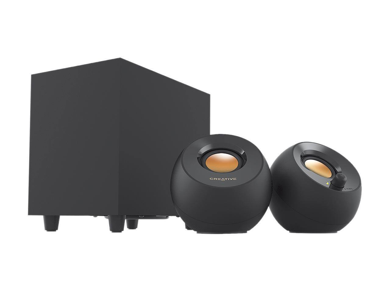 Alt View 1. Creative Labs - Creative Pebble Plus 2.1 USB Speakers with Subwoofer, 8W RMS for PC/Laptop (Black) - Black.