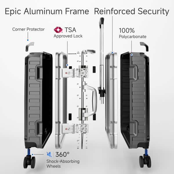 LUGGEX 20 28 Inch 8010S Aluminum Zipperless Polycarbonate Luggage
