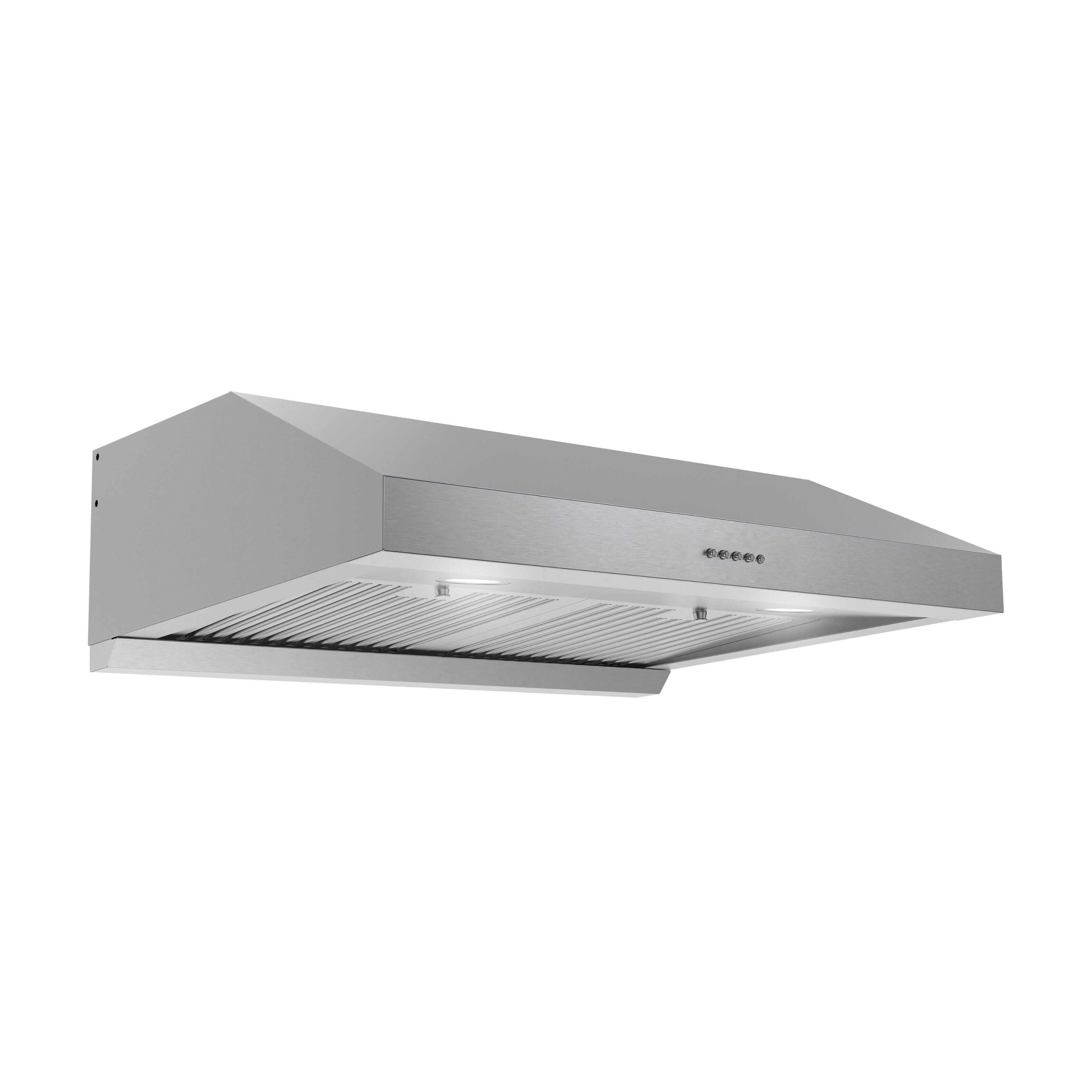 Alt View 1. Streamline - 30 in. Ampezzo Ducted Undermount 406 CFM Range Hood, Baffle Filters, Push Button Control, LED Lights - Brushed Stainless Steel.