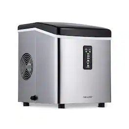 NewAir - Countertop Bullet Ice Maker, 28 lbs. of Ice a Day, 3 Ice Sizes, BPA-Free Parts - Stainless Steel