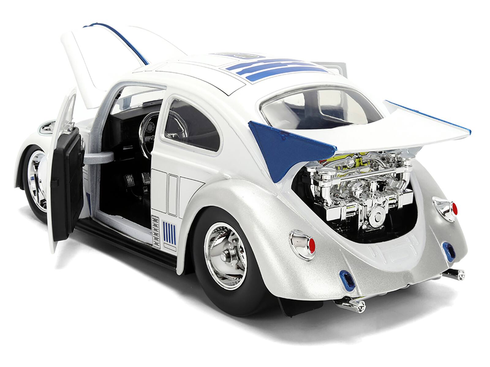 Alt View 3. Jada - 1959 Volkswagen Drag Beetle White with Graphics and R2-D2 Figure "Star Wars" Franchise 1/24 Diecast Model Car by Jada - Multicolor.