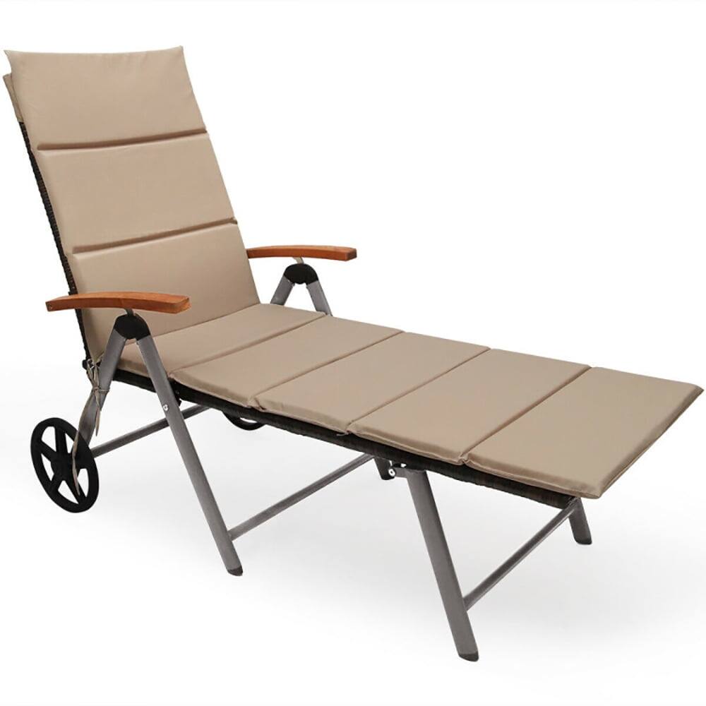 Alt View 4. Kadyn - Outdoor Chaise Lounge Chair, Rattan Lounger Recliner Chair Back Adjustable Chaise Recliner - Brown.