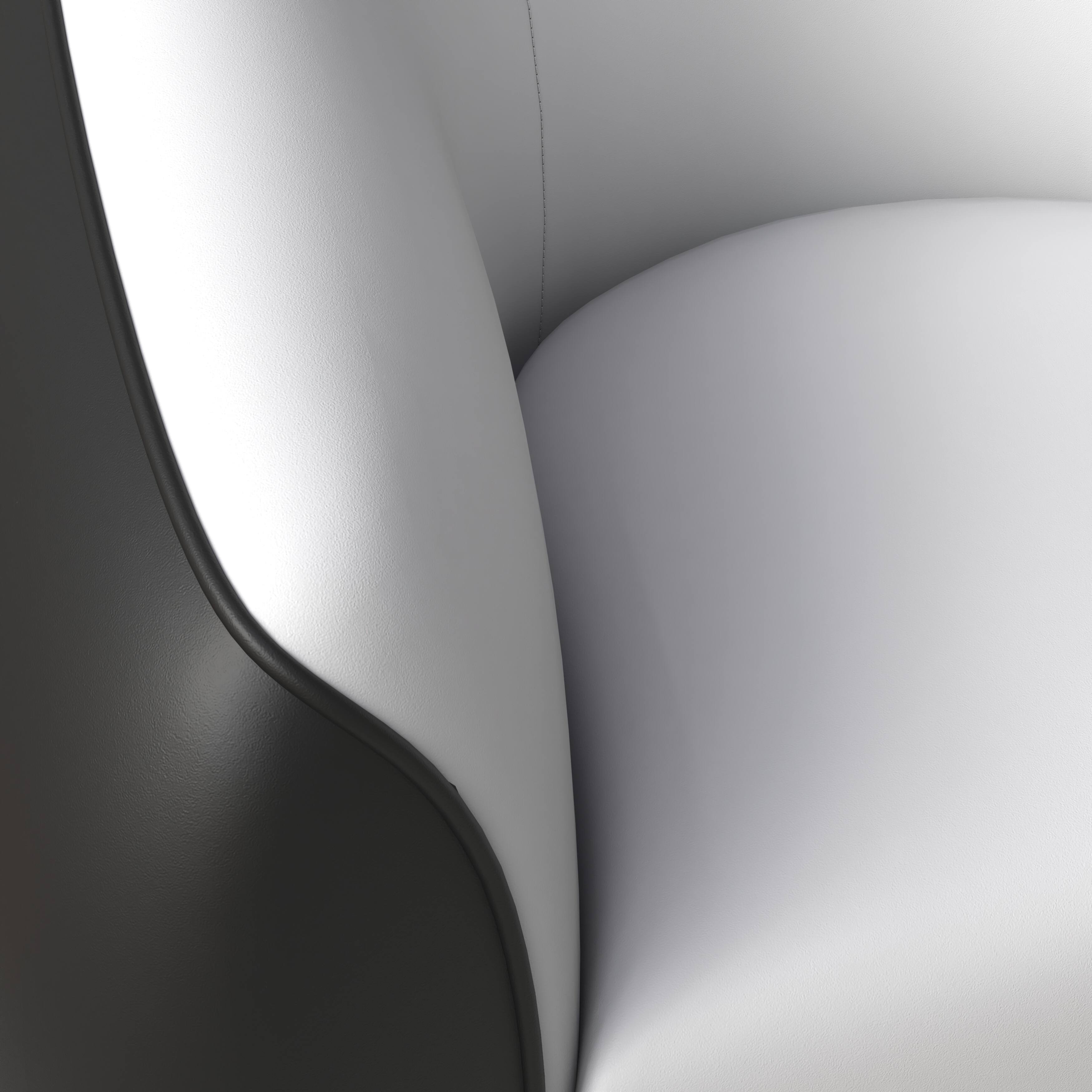 Alt View 6. LeisureMod - Opula Modern Eco-Leather Accent Chair, Steel Base Single Seater Armchair - Black/White.