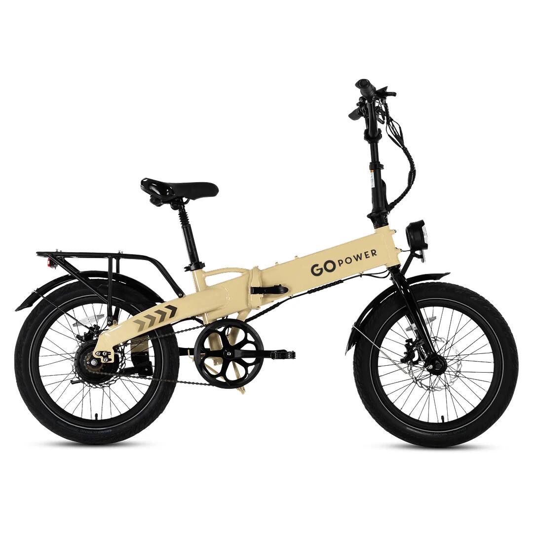 GoPowerBike - GoVolt Folding Electric Bike | 20" | 500W | 20mph | 45+ Mile Range - One size - Sand