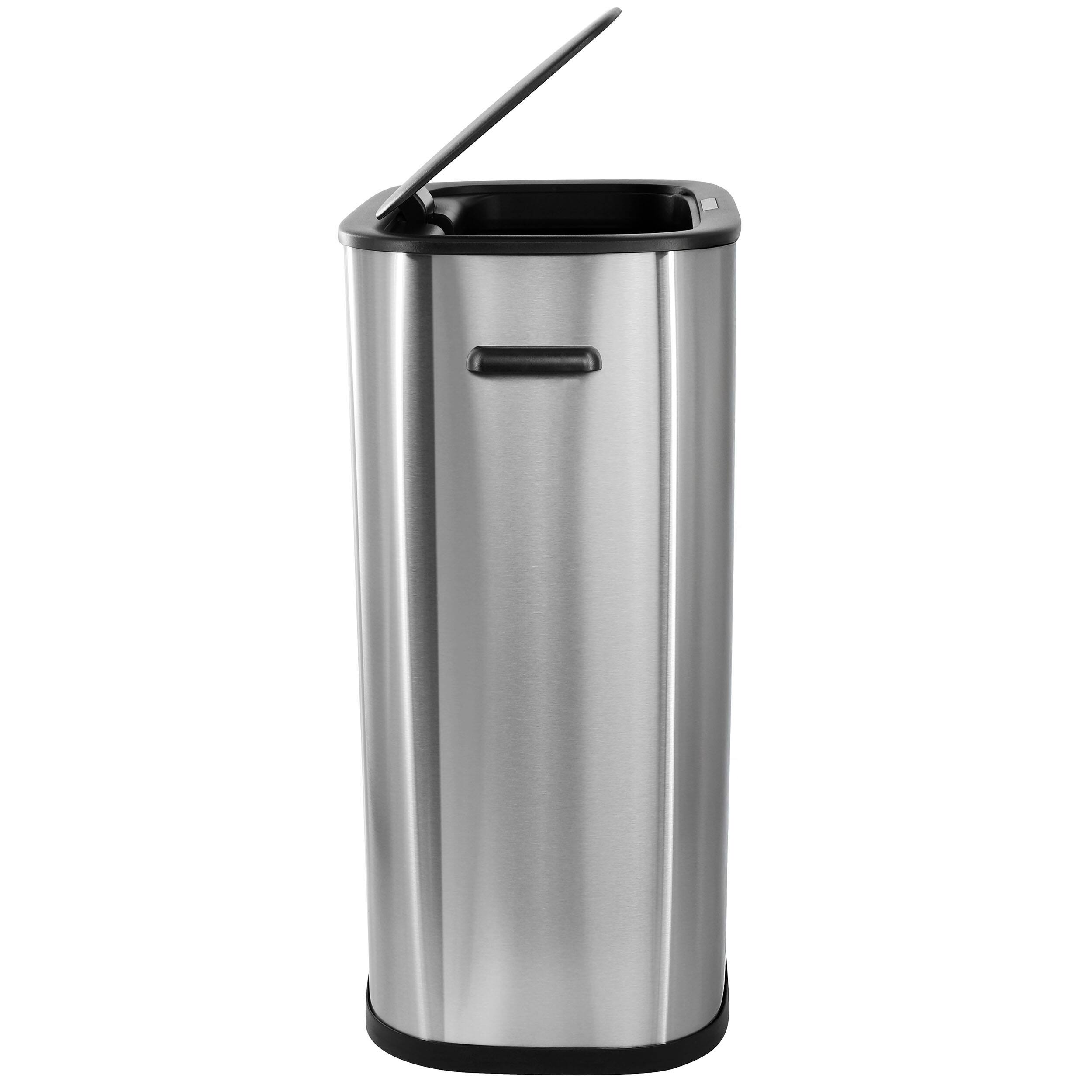 Back. Elama - Elama 14.5 Gallon Automatic Sensor Hands Free Trash Can in Matte Silver - Silver.