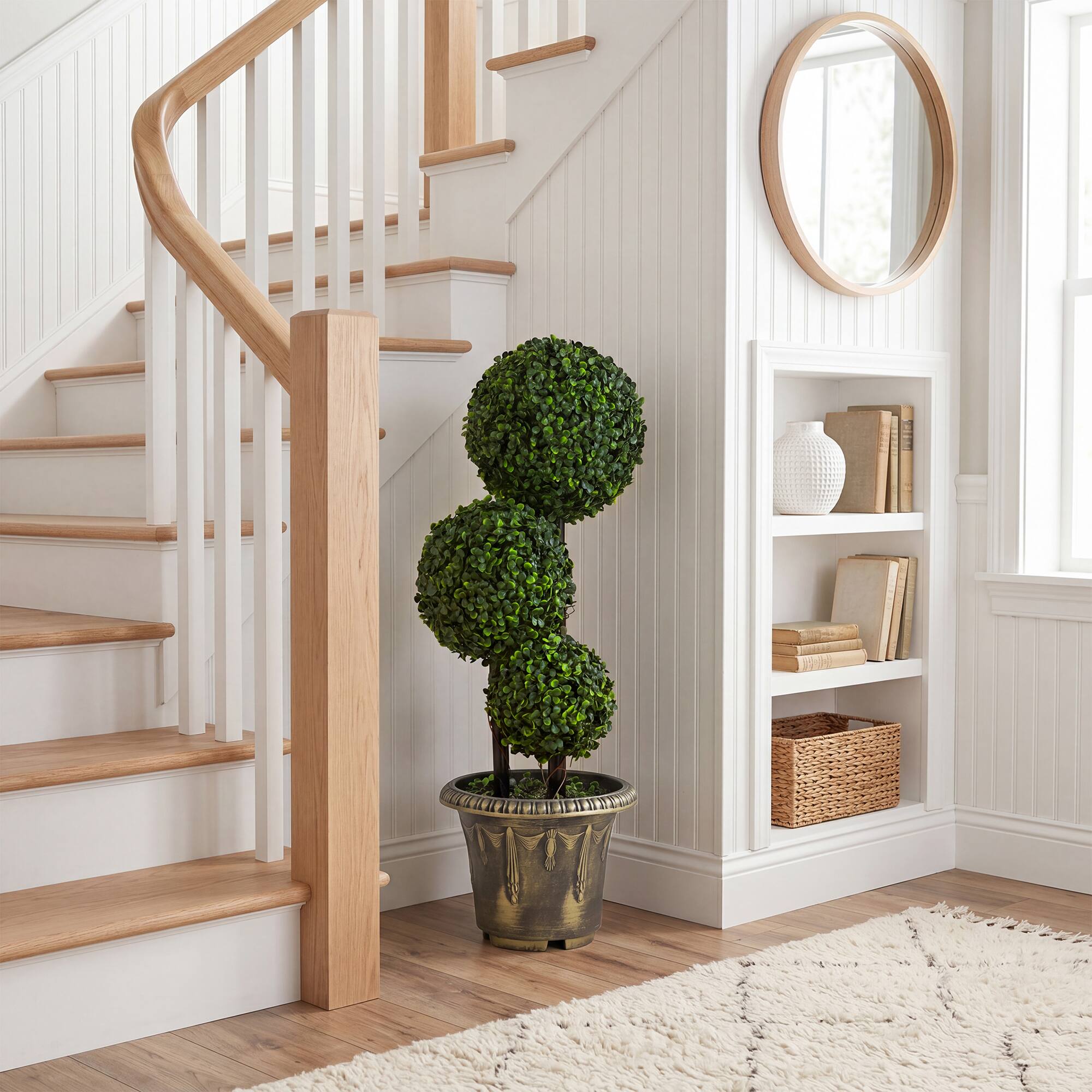 Alt View 5. Costway - Costway 2 PCS 2.5 FT Artificial Boxwood Topiary Tree, Sun-Protective Triple Ball Shrubs - Green, Black, Golden.