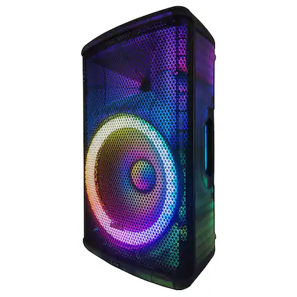 Front. Memorex - Memorex Professional Portable Bluetooth 15-in. True Wireless Pa Speaker With Translucent Cabinet And Led Lights - Black.