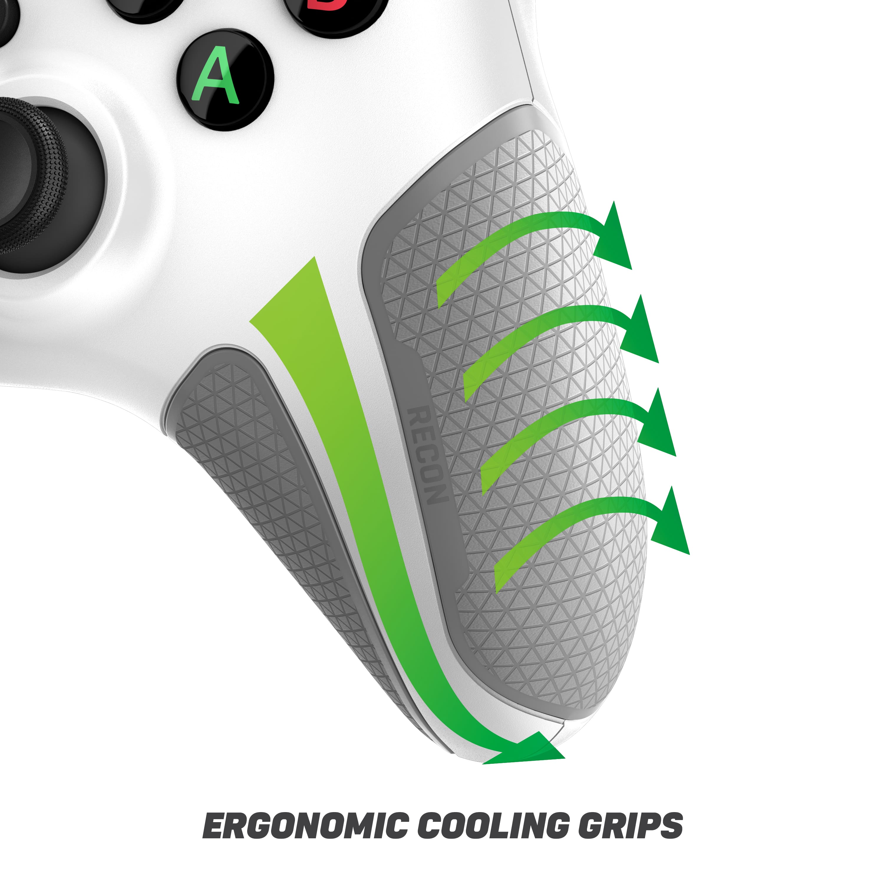 The text on the image reads: "Ergonomic Cooling Grips."