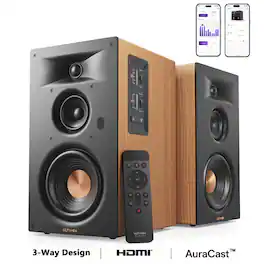 Ultimea - BS-3 3-Way Bluetooth Bookshelf Speakers with HDMI ARC, 70W RMS, 5.25" Woofer, App Control