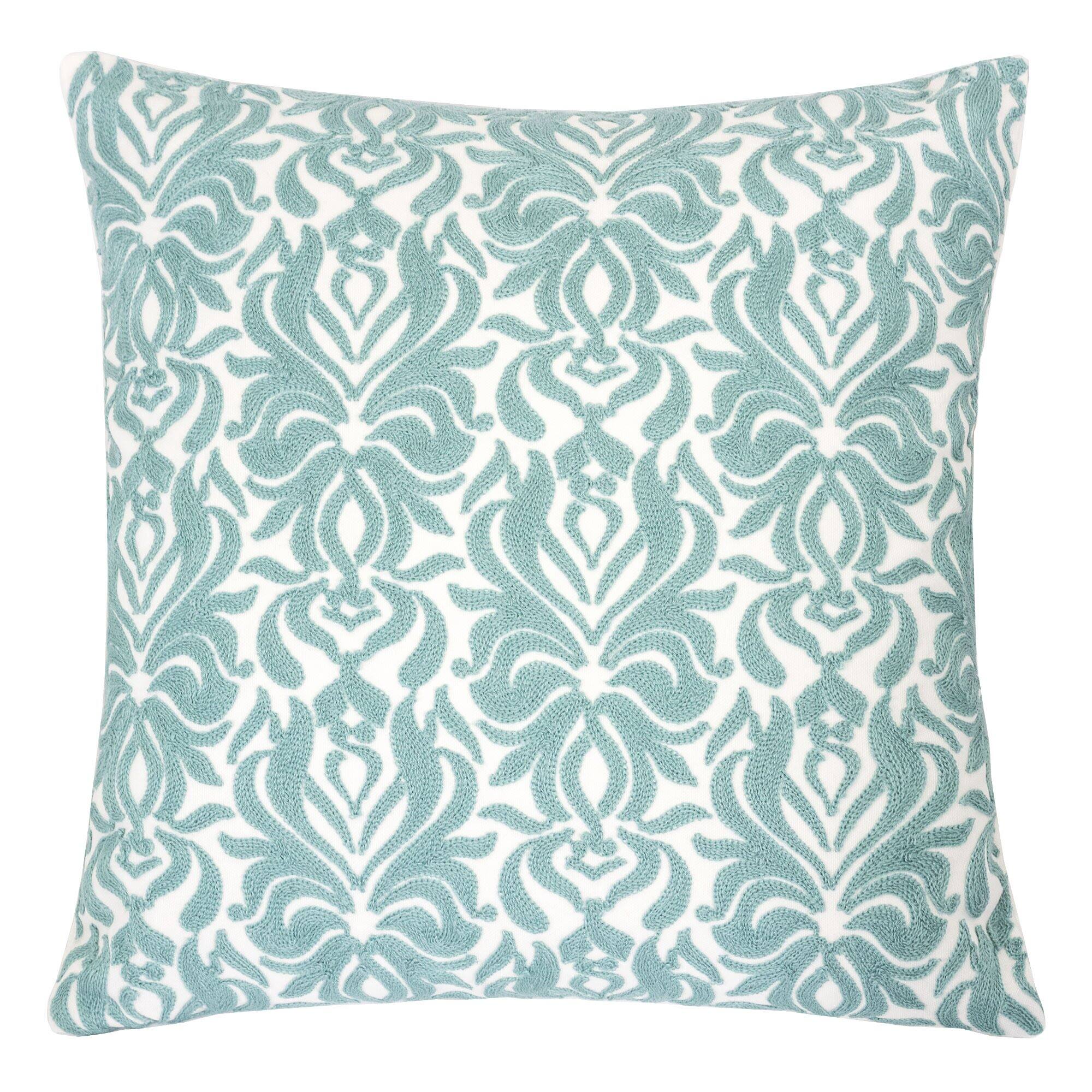 Angle. LuXeo - 2-Pack Indoor Cotton Throw Pillow / Color:Teal,Size:18" x 18" - SPA.