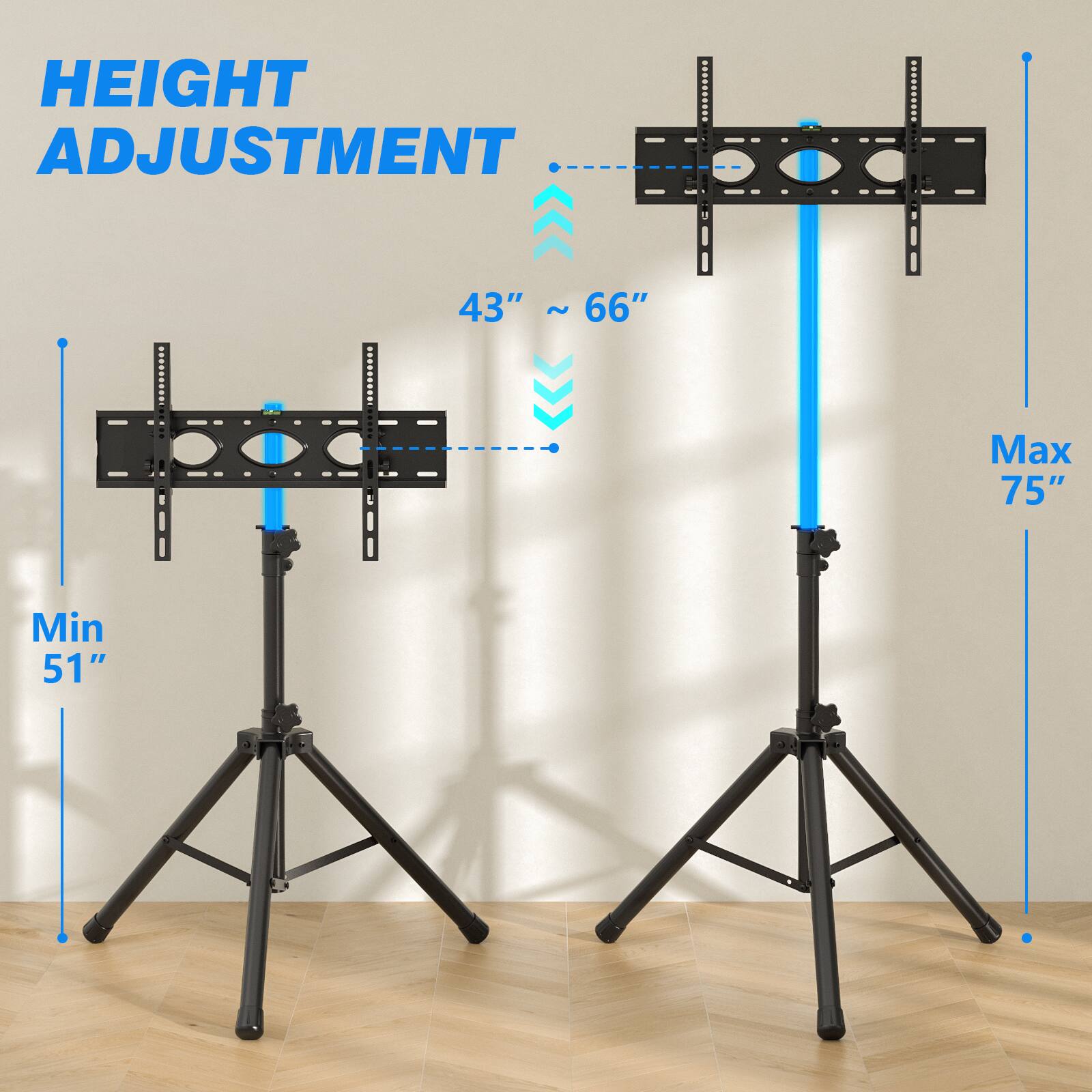 HEIGHT ADJUSTMENT  
43" ~ 66"  
Max 75"  
Min 51"