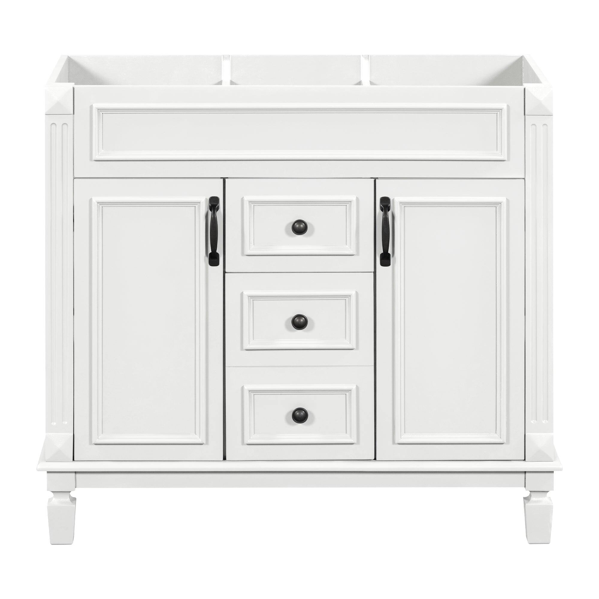 Front. Boyel Living - 36 Inch Modern Bathroom Vanity Cabinet Only Soft Closing Doors Drawers White - White.