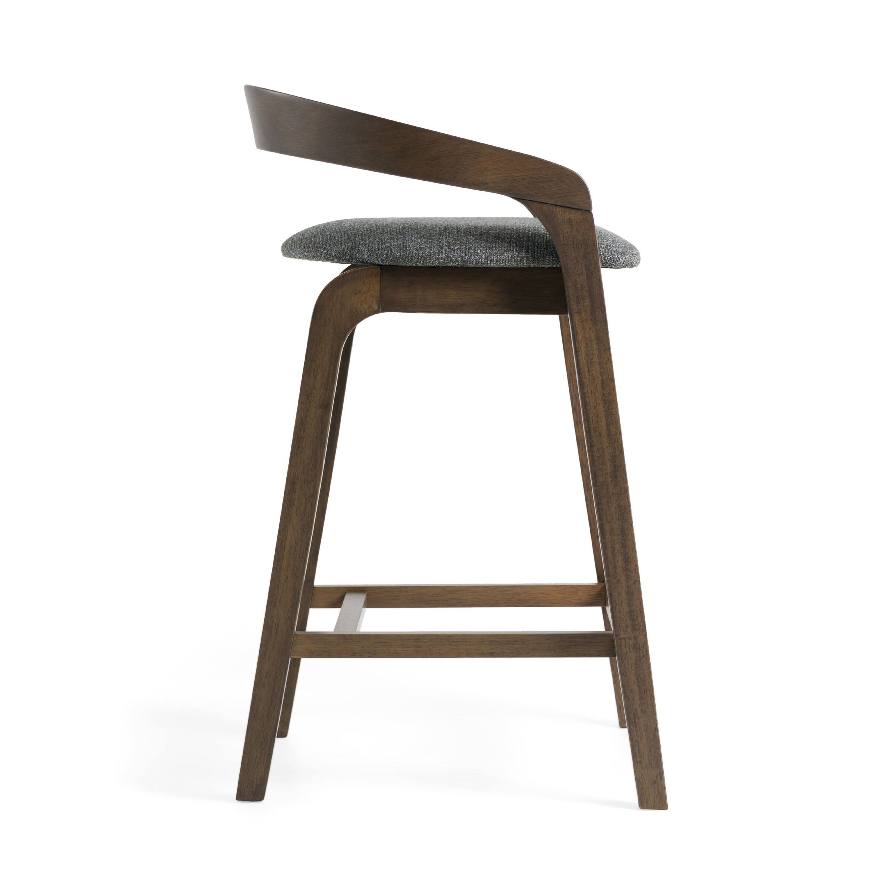 Left. Manhattan Lane - Cid Lenn Counter Stool Chair Set of 2, Curved Rubberwood - Gray, Wenge Brown.