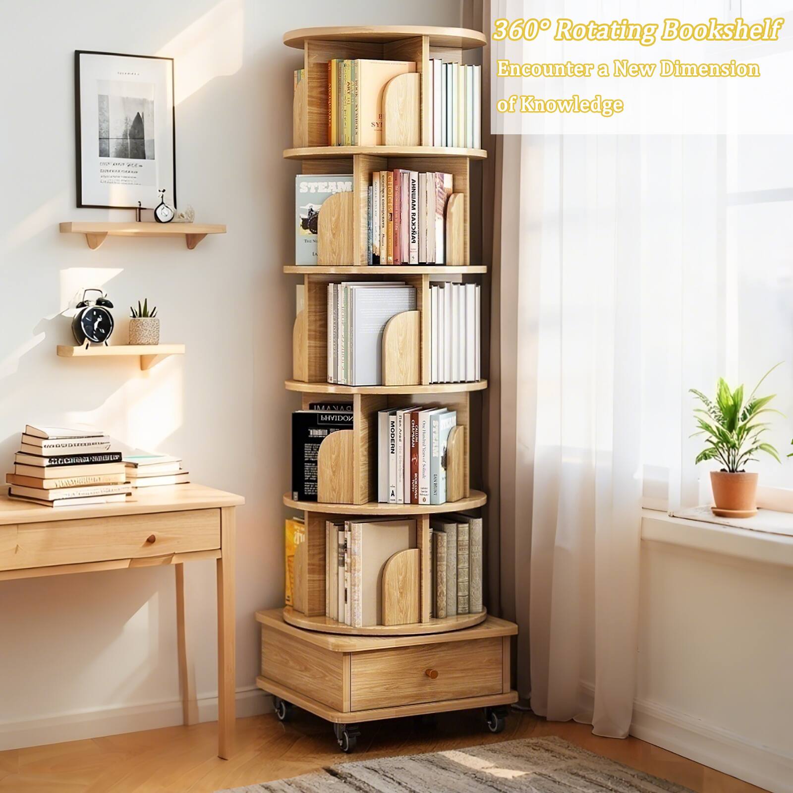 360° Rotating Bookshelf  
Encounter a New Dimension of Knowledge