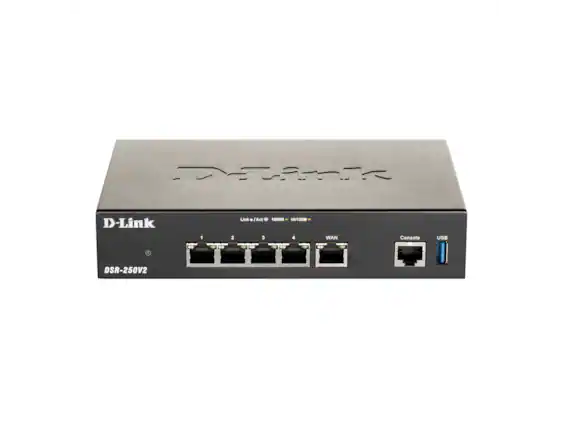 D-Link DSR-250V2
1000M 10/100M
1 2 3 4 WAN
Console USB