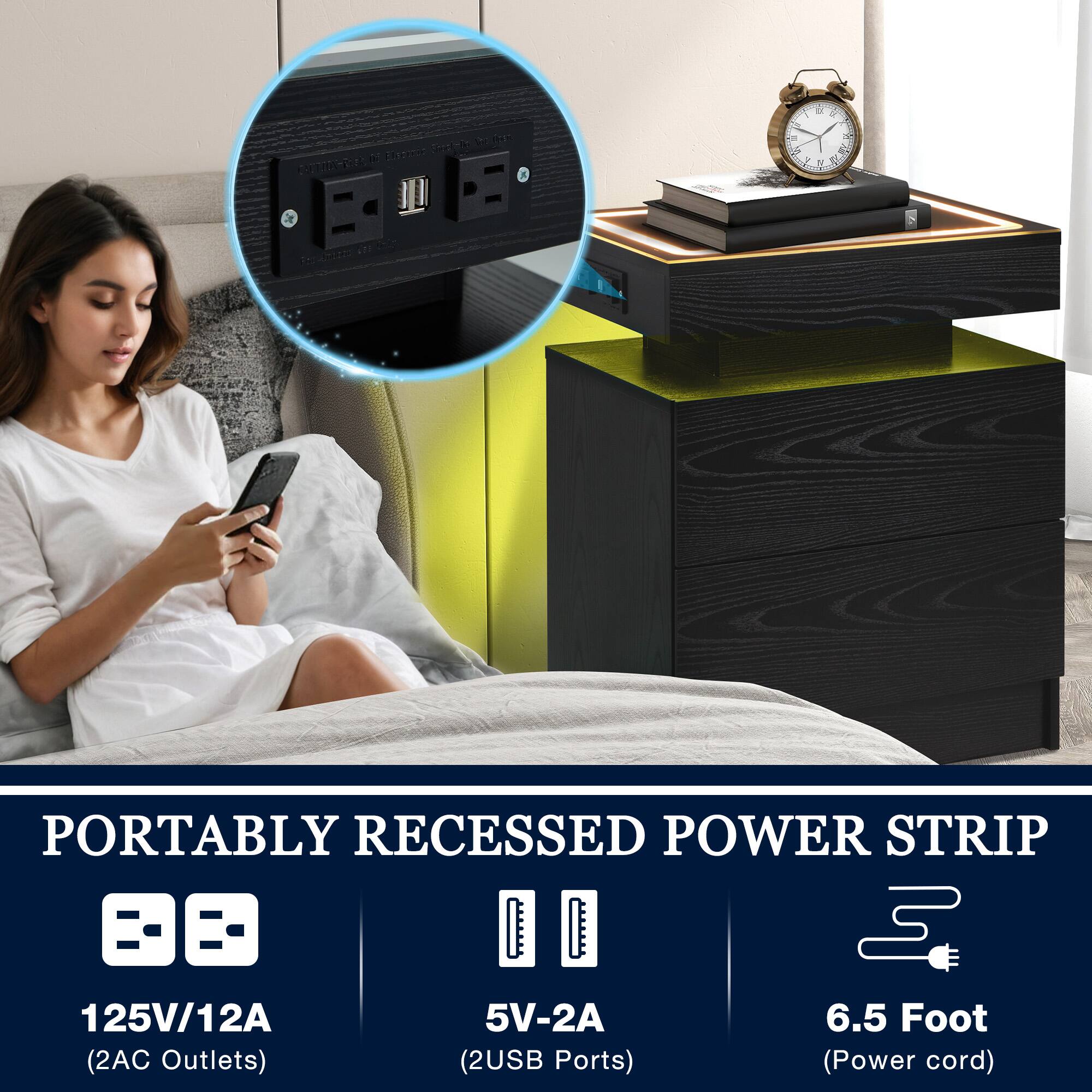 PORTABLY RECESSED POWER STRIP

125V/12A (2AC Outlets)

5V-2A (2USB Ports)

6.5 Foot (Power cord)