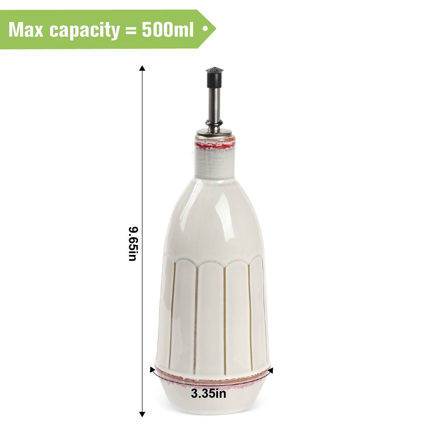 Max capacity = 500ml  
9.65in  
3.35in