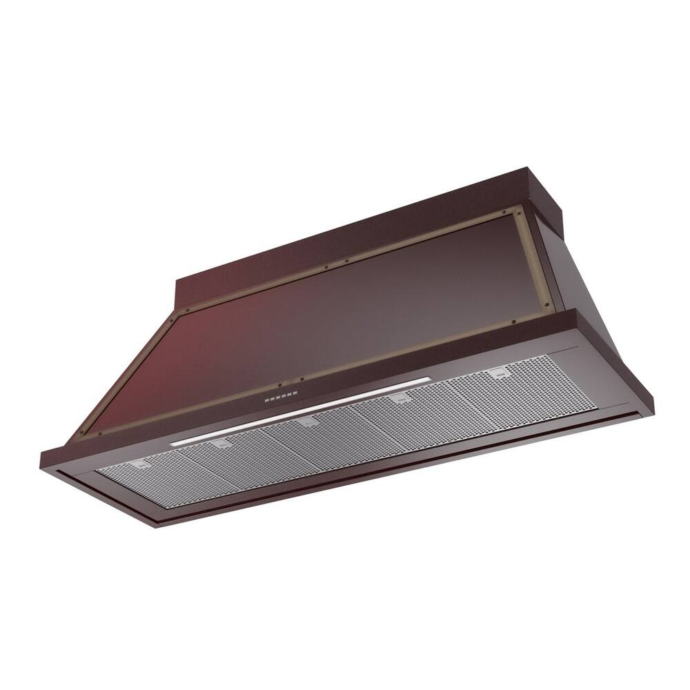 Alt View 1. ILVE - ILVE Nostalgie II Noblesse 60 inch Ducted Wall Mount Range Hood with 600 CFM (Burgundy, Burnished Trim) - Burgundy.