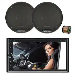 Blaupunkt - CAMDEN 450 7” Touchscreen Double DIN Bluetooth AM/FM Receiver, 2x 6" 40 Watt Max 3-Way Car Speakers w/ Wire