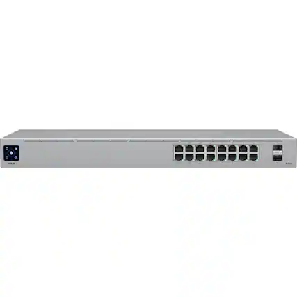 Front. Ubiquiti - 16-Port Gigabit PoE+ Compliant Managed Switch USW-16-POE - Gray.