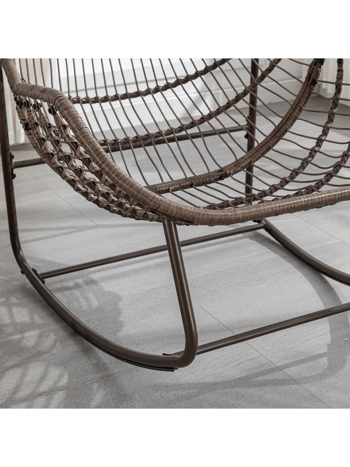 Alt View 2. Trinkets Crazed - Outdoor Indoor Rocking Chair Set Of 2, Oversized Patio Papasan Rocking Egg Chair With Padded Cushion - Navy Blue.