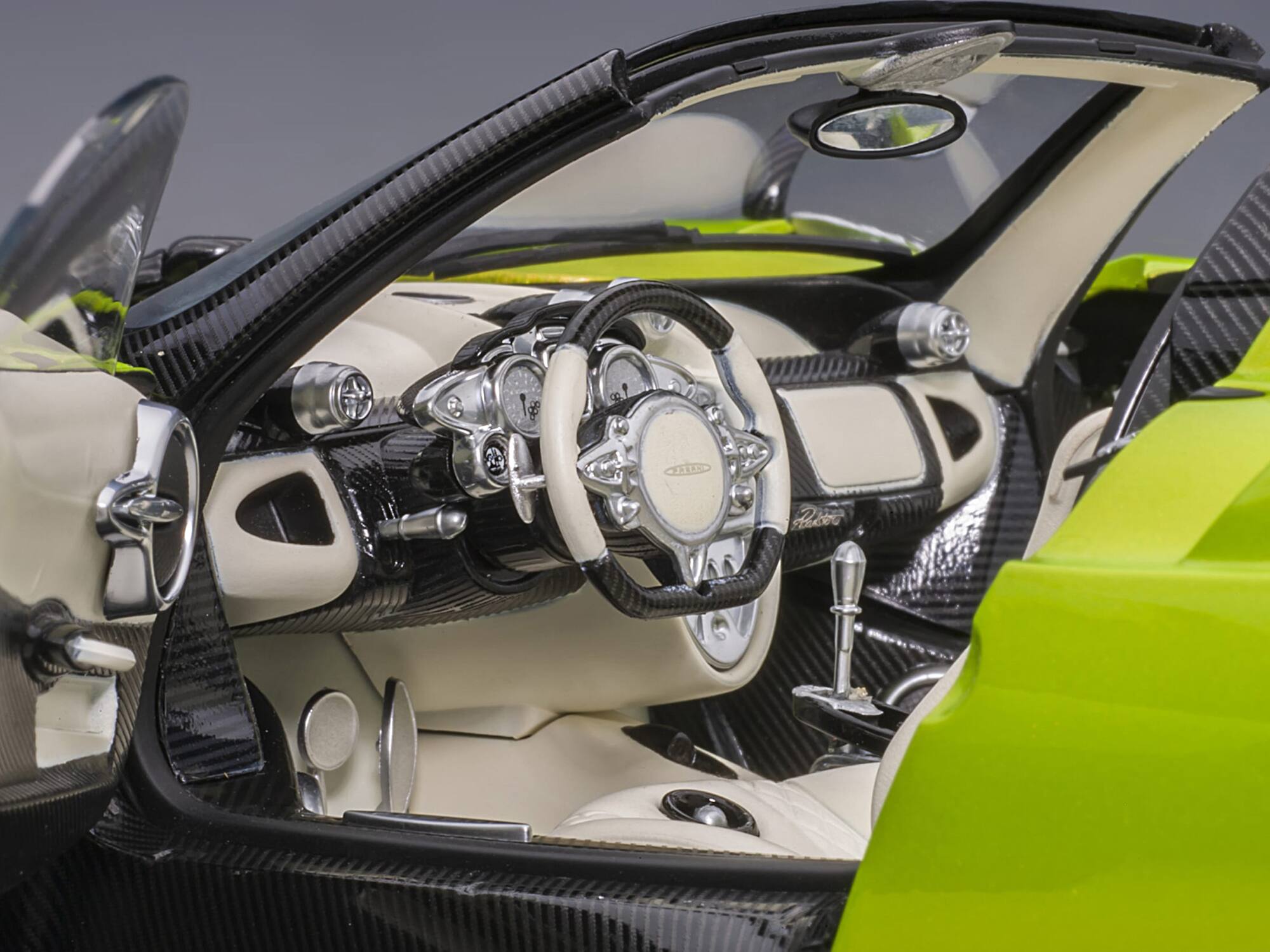 Alt View 2. Autoart - Pagani Huayra Roadster Verde Firenze Green Metallic and Carbon with Luggage Set 1/18 Model Car by Autoart.