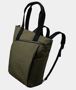ALPAKA - Flow Totepack Laptop Backpack for Men, 16" Laptop Compartment + 11" Tablet Sleeve, Tote/Backpack, Bottle Pocket - Green Axoflux 400D Washed Nylon