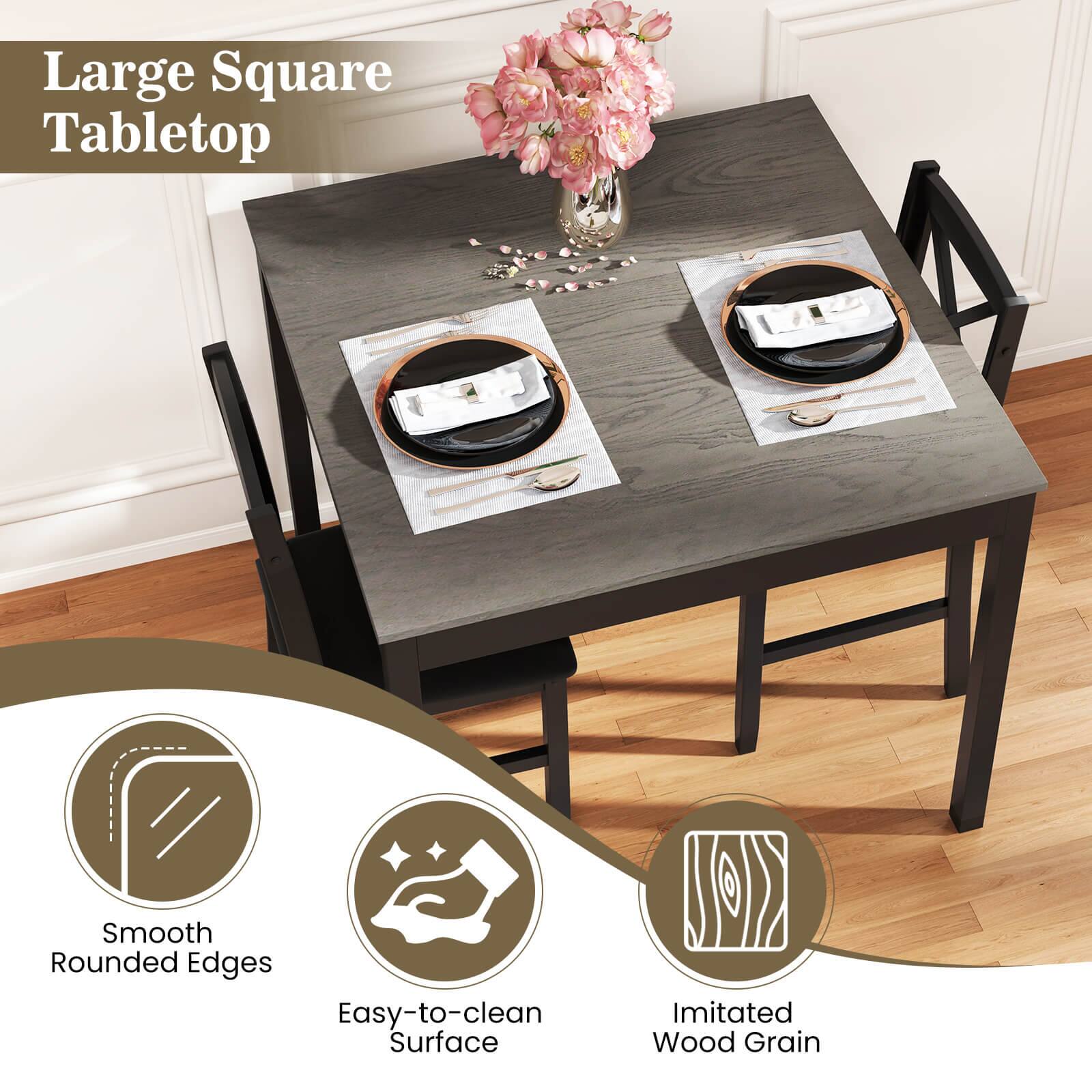 Large Square Tabletop, Smooth Rounded Edges, Easy-to-clean Surface, Imitated Wood Grain