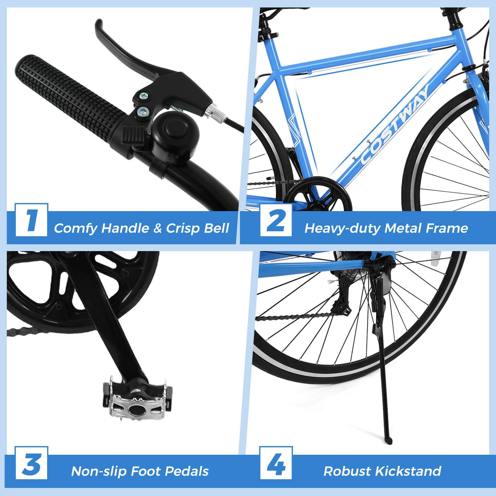 1. Comfy Handle & Crisp Bell  
2. Heavy-duty Metal Frame  
3. Non-slip Foot Pedals  
4. Robust Kickstand