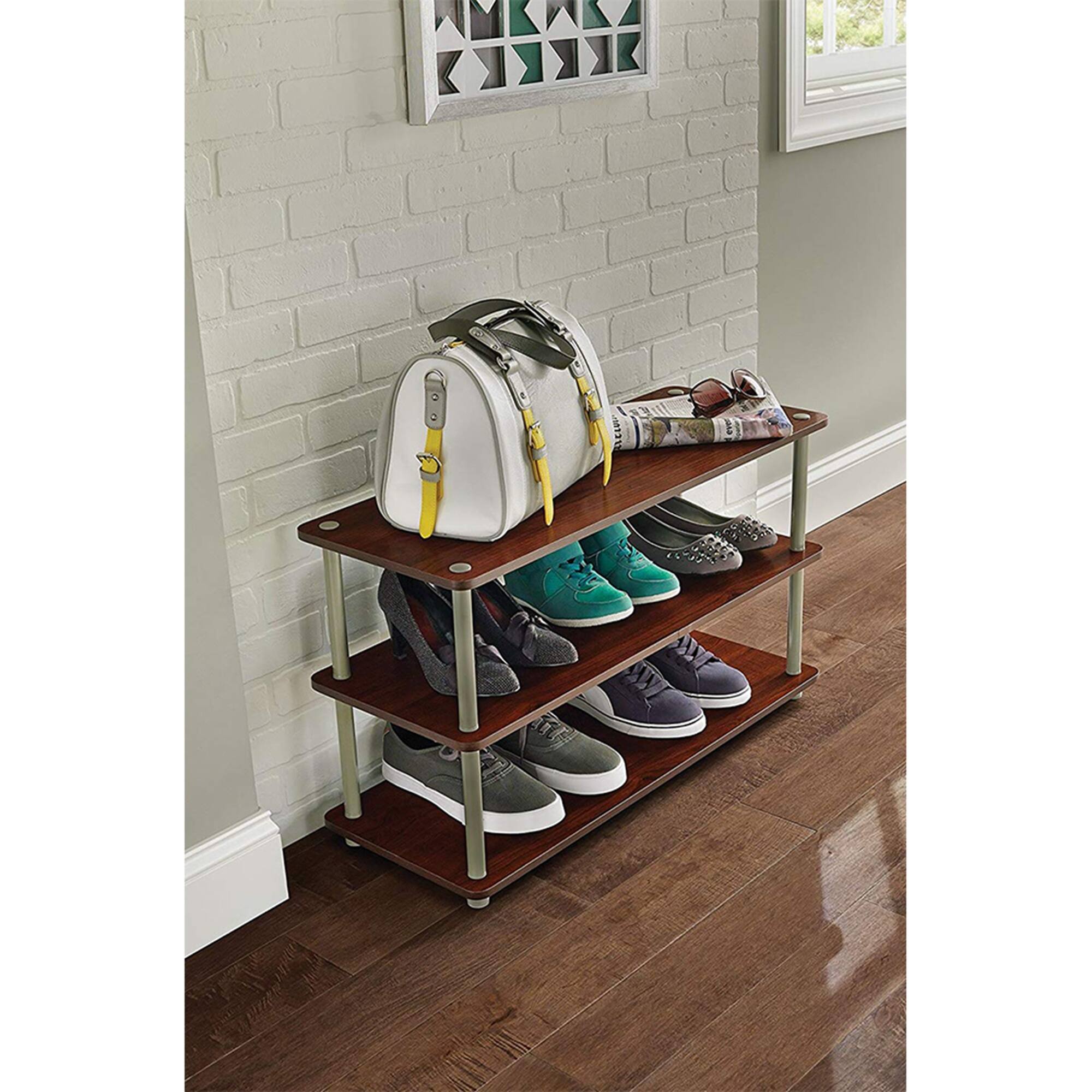 Alt View 10. ClosetMaid - ClosetMaid 501500 3-Tier Shoe Organizer for 12 Pairs of Shoes, Cherry Finish - Cherry.