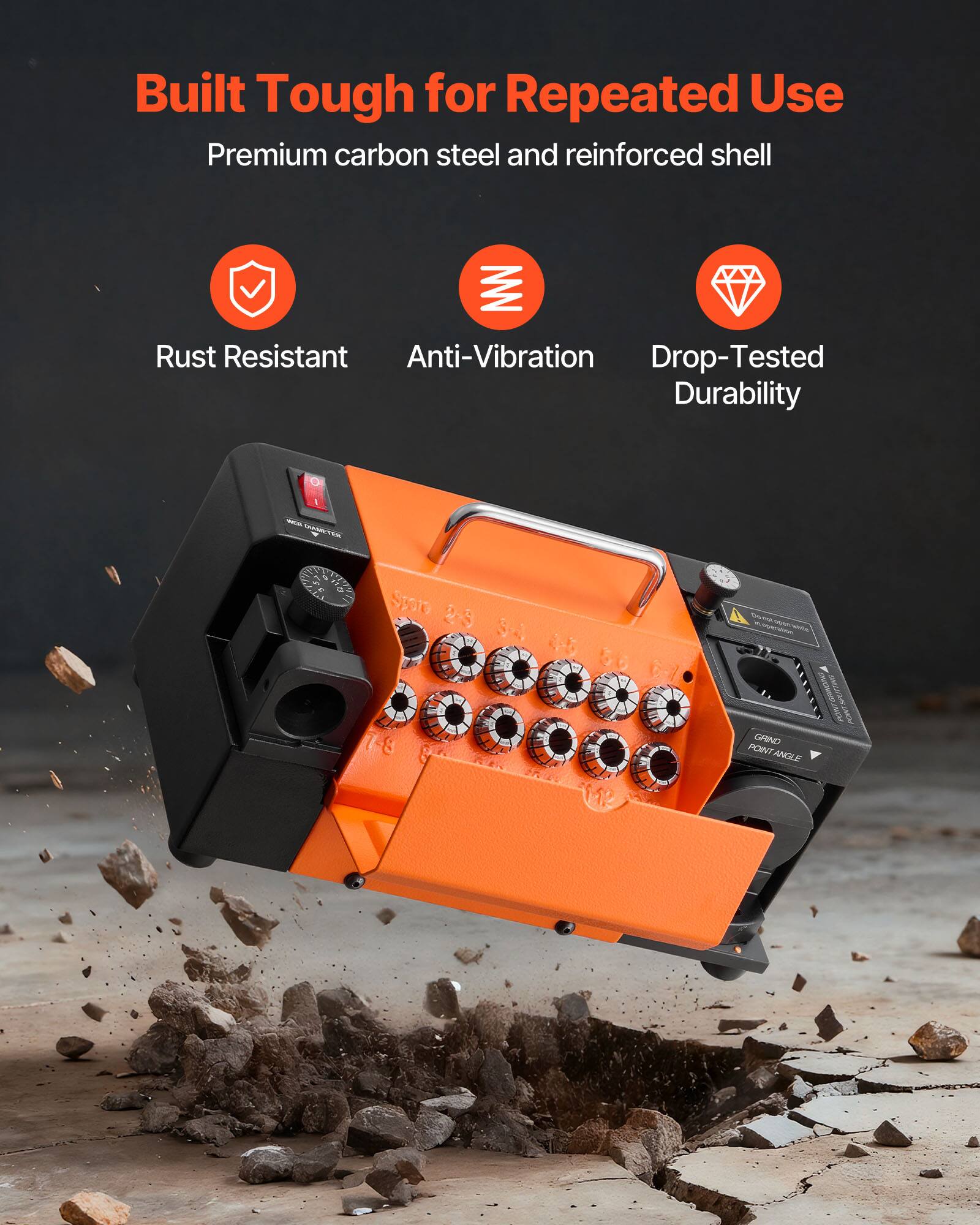 Built Tough for Repeated Use

Premium carbon steel and reinforced shell

- Rust Resistant
- Anti-Vibration
- Drop-Tested Durability