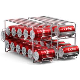Sorbus - Soda Can Rack Beverage Dispenser & Organizer for 12 Standard 12oz Cans - Refrigerator Compatible - Silver Two Pack