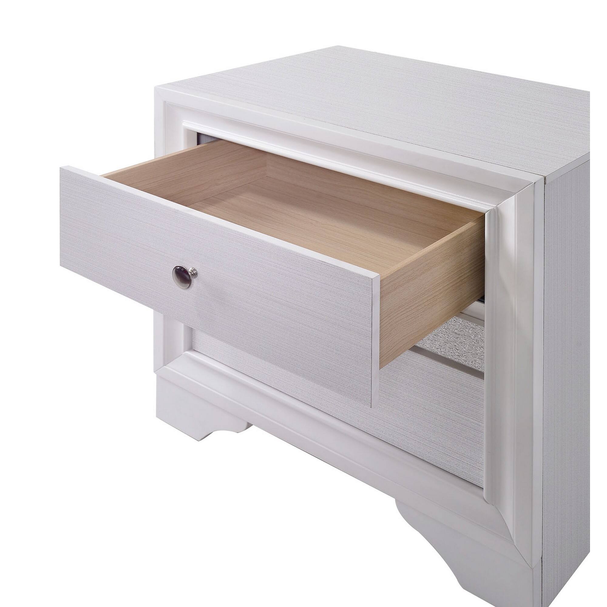 Alt View 3. Manhattan Lane - Contemporary Solid Wood Night Stand With Jewelry Drawers - White.