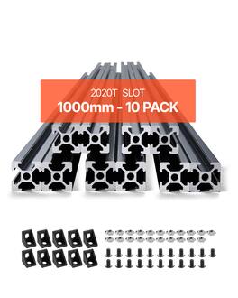 VEVOR - 10PCS 39.4in (1000mm) T Slot 2020 Aluminum Extrusion Profile, European Standard Anodized Linear Rail, High-Strength - Black