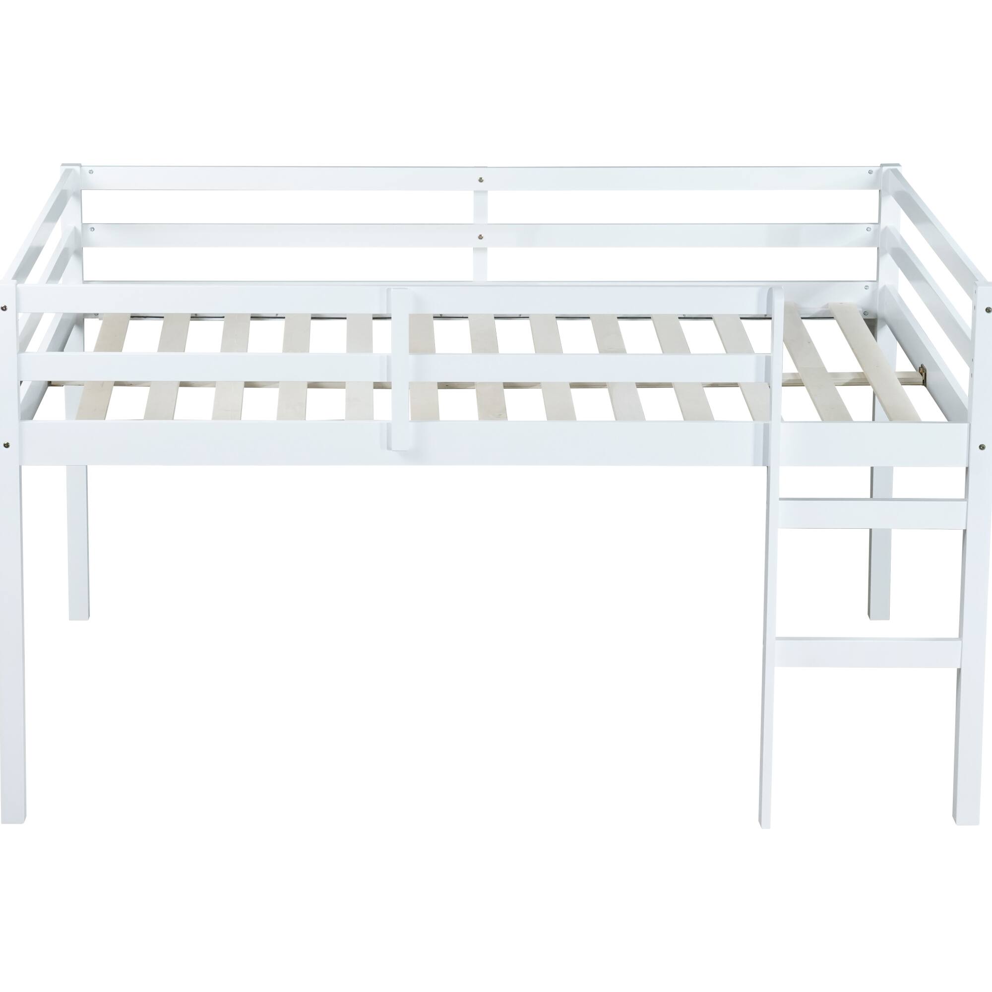 Alt View 2. GOODSILO - Premium Full-Size Loft Bed with Ladder Designed for Space Optimization and Stylish Comfort - White.