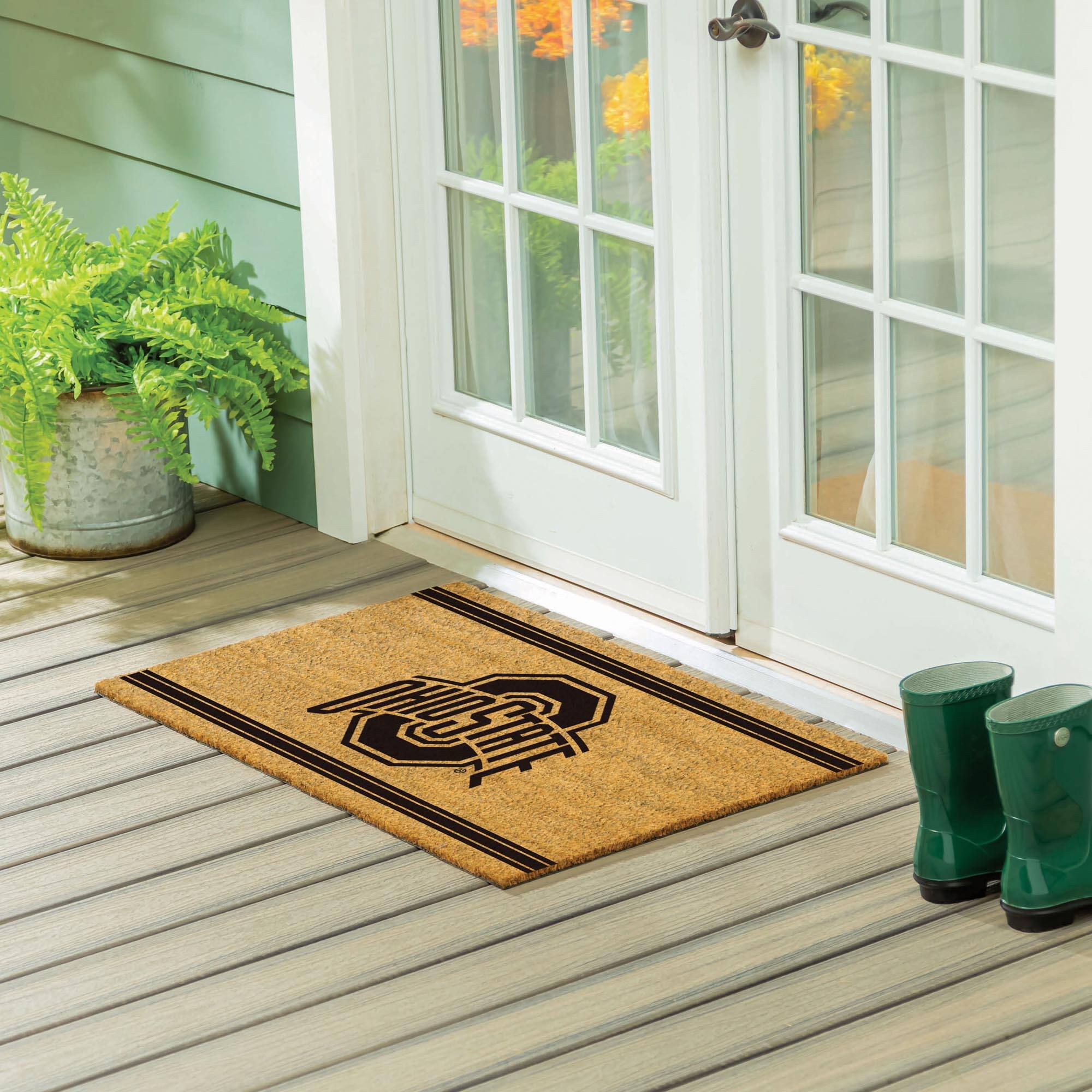 Alt View 1. Evergreen Enterprises - Ohio State Buckeyes 24" x 36" Outdoor Monochrome Team Logo Coir Mat - Brown.