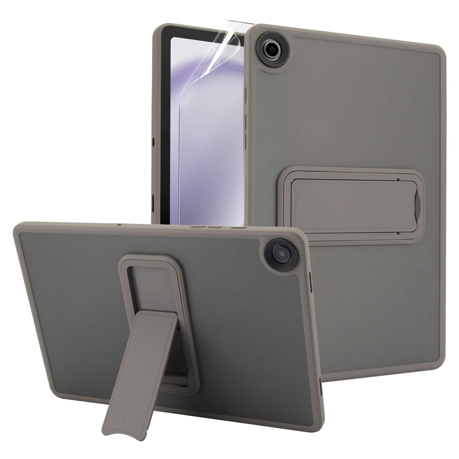 Dteck - Matte Case for Samsung Galaxy Tab A11+ 2025/Tab A9+ 2023 with Foldable Kickstand,Transparent Back Cover+1x Soft HD Flim - Gray