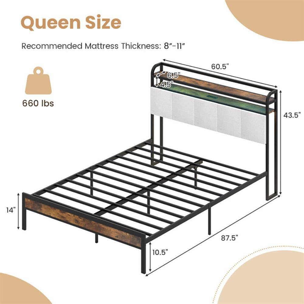 Queen Size  
Recommended Mattress Thickness: 8"–11"  
660 lbs  
60.5"  
43.5"  
14"  
87.5"  
10.5"