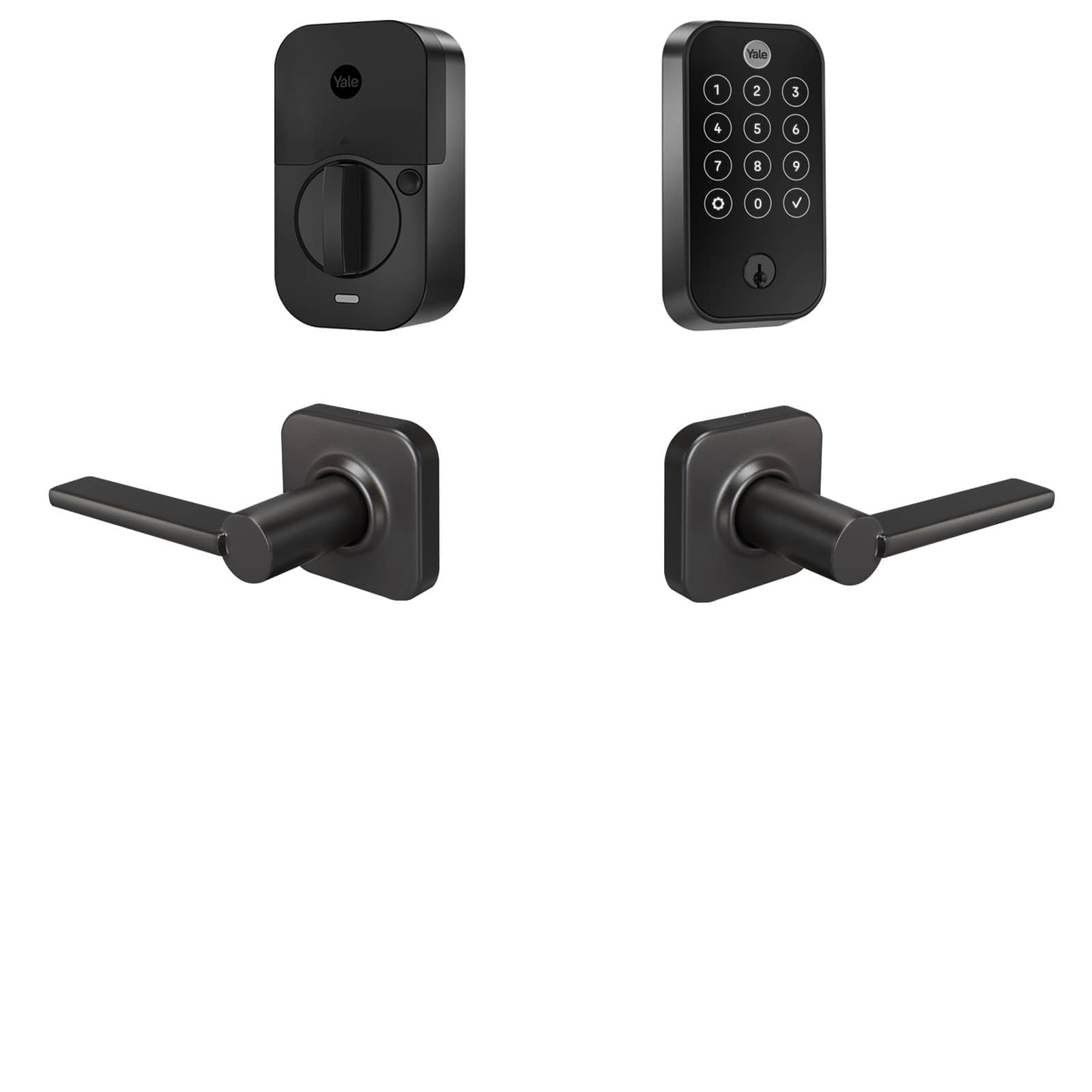 Yale - Assure Lock 2 Touch with Wi-Fi and Valdosta Lever - Black Suede - Front_Zoom