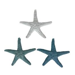 Zeckos - Set of 3 Coastal Starfish Wall Sculptures Blue Aqua White Resin 10.5 In - White, Blue, Aqua