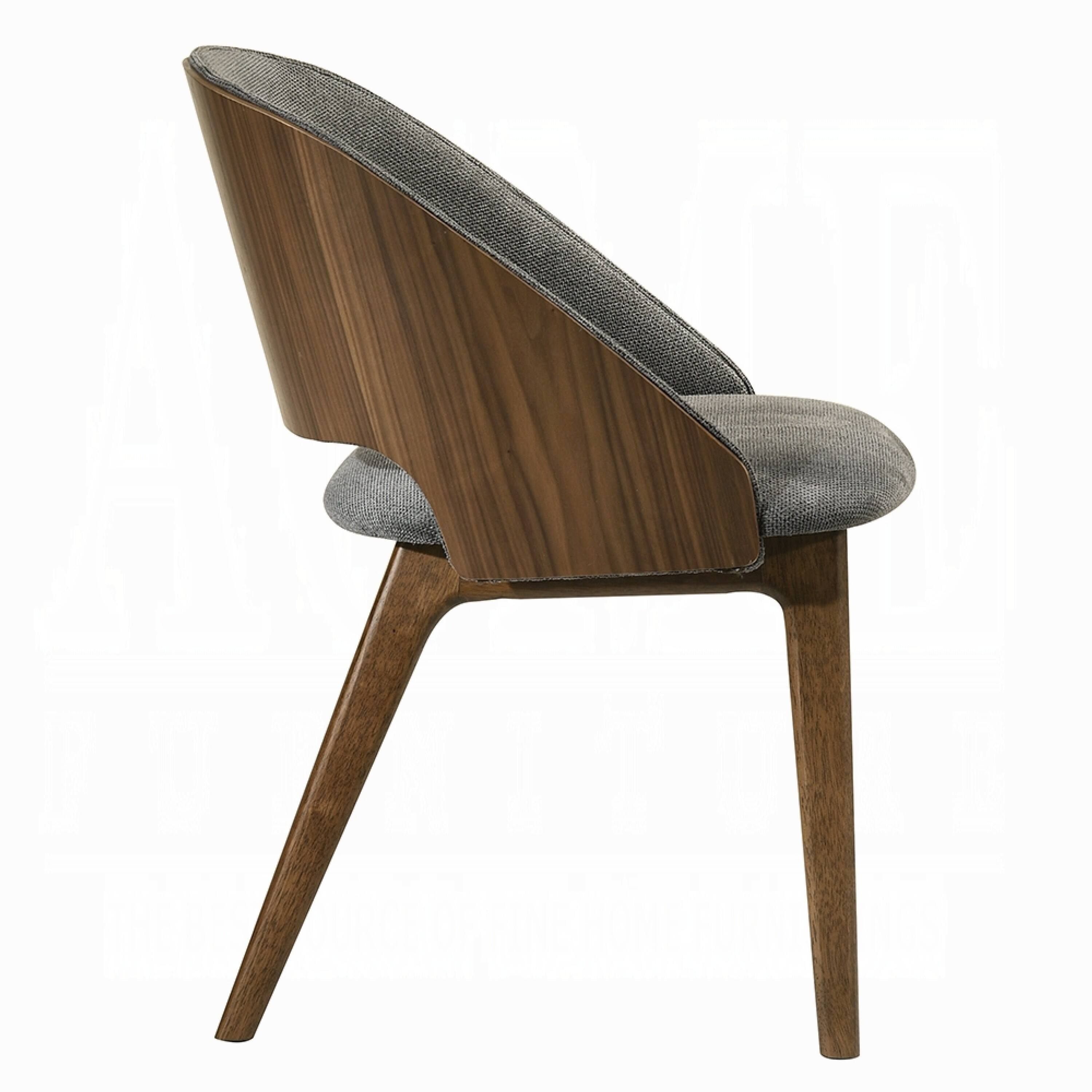 Alt View 3. Manhattan Lane - Dio Dining Side Chair Set of 2, Gray Padded Curved Back, Walnut Brown - Gray, Dark Walnut Brown.