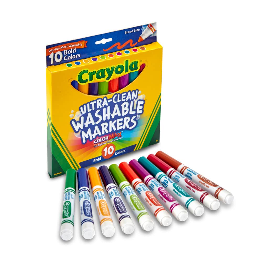 Crayola - Ultra Clean Washable Bold Broad Line Color Max Markers 10 Count - Assorted