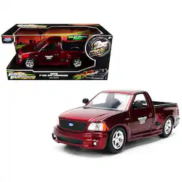 Ford F-150 SVT Lightning Pickup Truck Red Color Brush Finish "25 Years of Fast & Furious" Series 1/24 Model Car by Jada