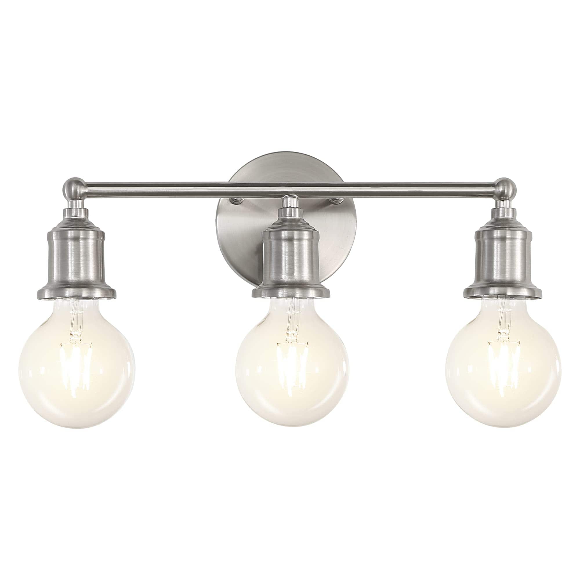 HM 1810 - Vanity Light Fixture Modern Brushed Nickel Wall Sconce Farmhouse Bathroom Lighting For Over Mirror E Base L - Silver 3-light
