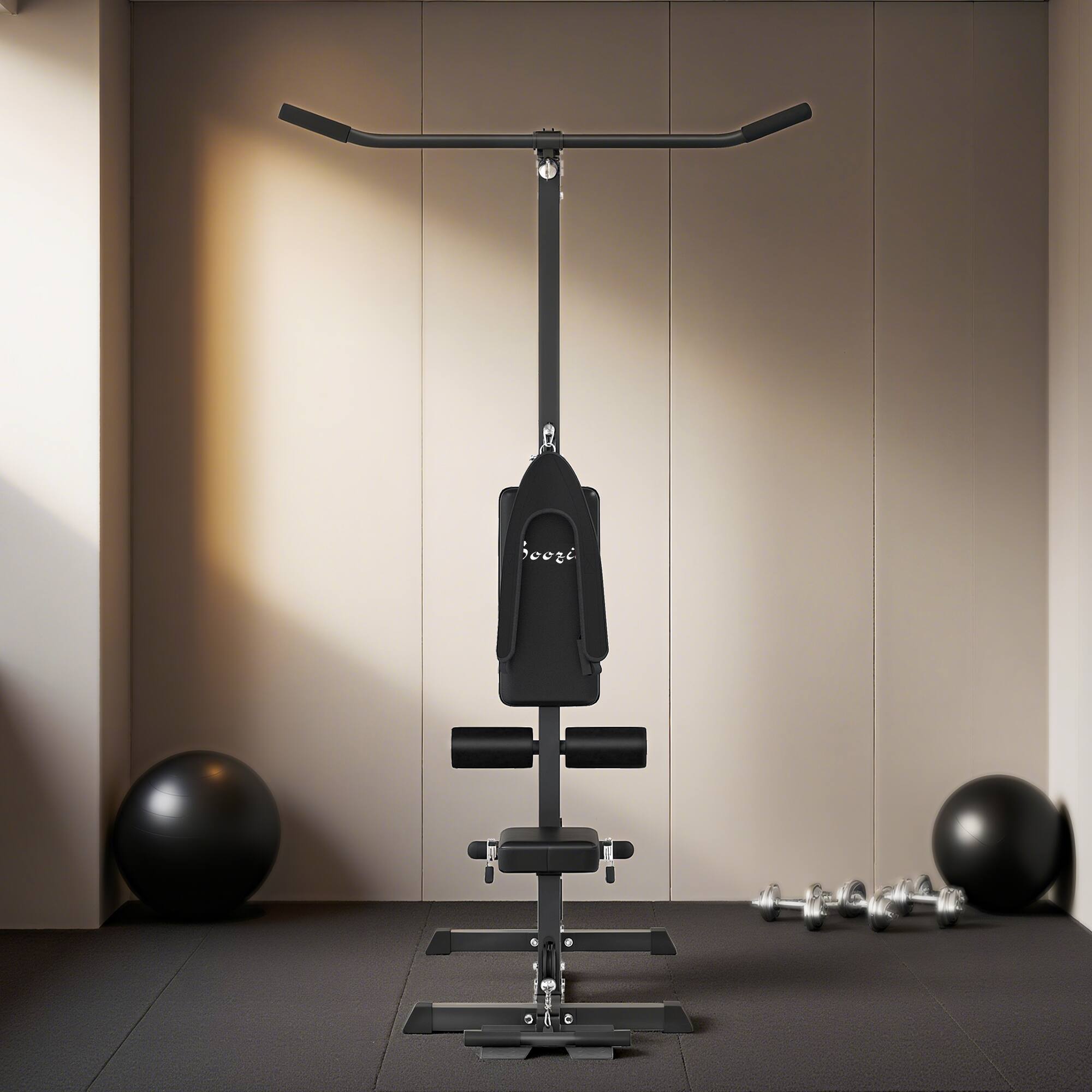 Alt View 8. Soozier - Cable Machine, LAT Machine with High and Low Pulley Stations, Cable Row Machine - Black.