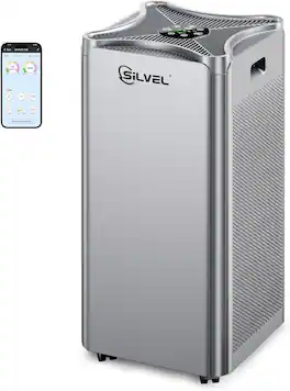 Silvel - Air Purifier for Extra Large Room, Covers up to 3210 ft², HEPA Purifier with Washable Filters H13 - Gray