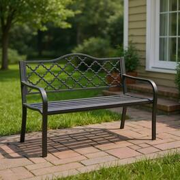 Kadyn - 50 Inch Patio Garden Bench Loveseats, Garden Furniture, Easy Assembly, Suitable for Patio and Garden - Black
